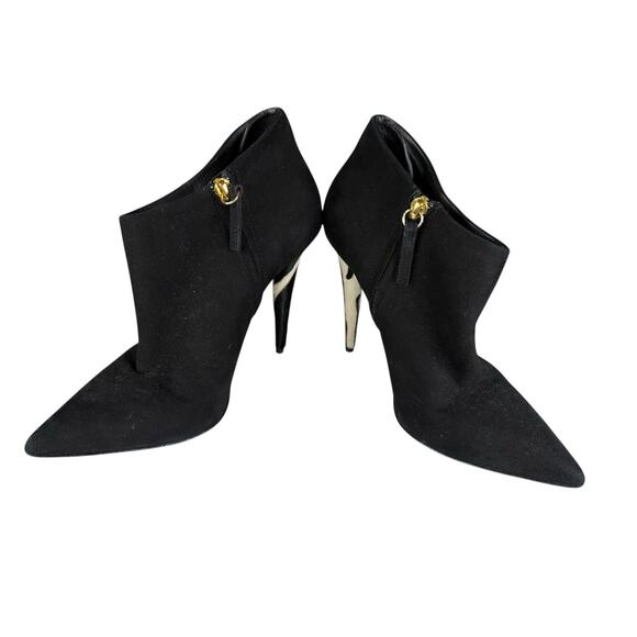 Giuseppe Zanotti Black Suede Booties 39 US 9 Pony Hair Zebra Heel Ankle Zip - Picture 6 of 9